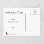 Champagne Hiel Flute Red Stiletto Art Aankondigingskaart (Achterkant)