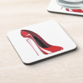 Champagne hiel rode stiletto shoe art bier onderzetter (Linkerzijde)