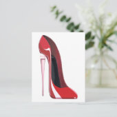 Champagne hiel rode stiletto shoe art briefkaart (Staand voorkant)