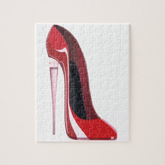 Champagne hiel rode stiletto shoe art legpuzzel (Verticaal)