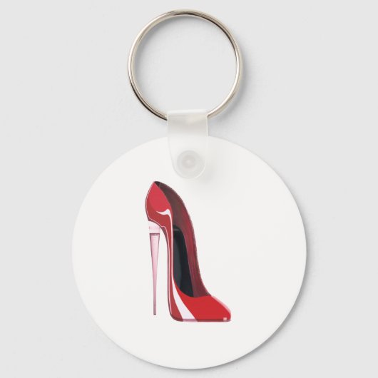 Champagne hiel rode stiletto shoe art sleutelhanger (Voorkant)