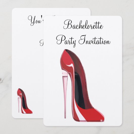 Champagne Hiel Stiletto Bachelorette Uitnodiging (Voorkant / Achterkant)