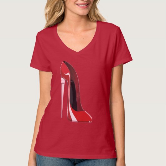 Champagne Hiel Stiletto Schoenkunst T-shirt (Voorkant)