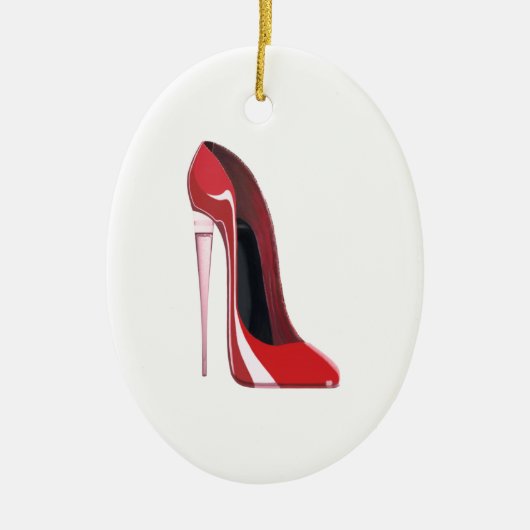 Champagne Hiel Stiletto Shoe Art Keramisch Ornament (Voorkant)