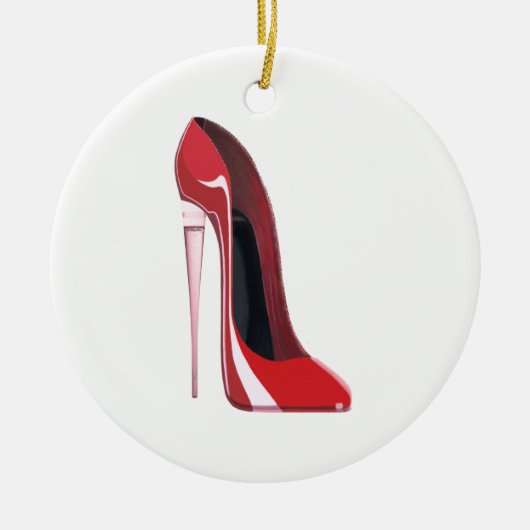 Champagne Hiel Stiletto Shoe Art Keramisch Ornament (Voorkant)