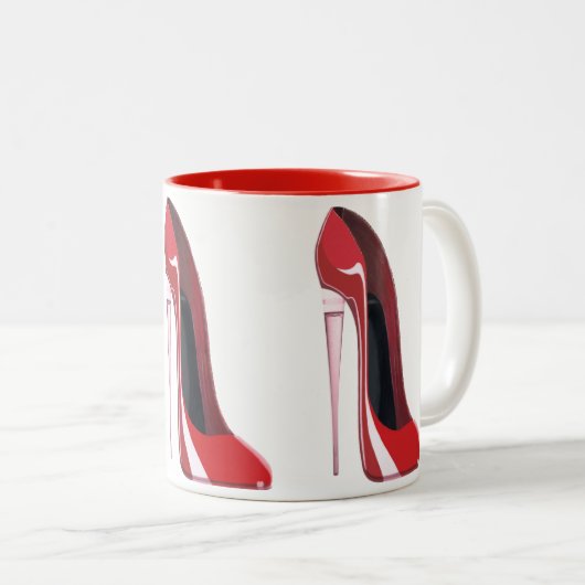 Champagne Hiel Stiletto Shoe Art Tweekleurige Koffiemok (Voorkant rechts)