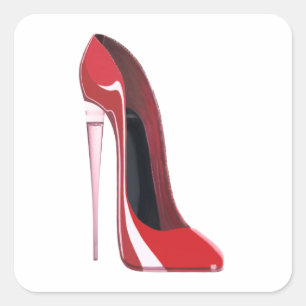 Champagne Hiel Stiletto Shoe Art Vierkante Sticker