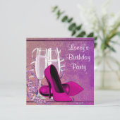 Champagne High Heel Vrouwen Hot Pink Verjaardagsfe Kaart (Staand voorkant)