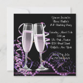 Champagne High Heel Vrouwen Hot Pink Verjaardagsfe Kaart (Achterkant)