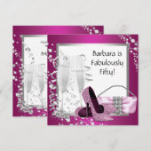 Champagne High Heels Vrouwen Roze Zwarte Verjaarda Kaart (Voorkant / Achterkant)