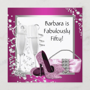 Champagne High Heels Womans Pink Black Birthday Kaart