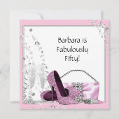 Champagne High Heels Womans Pink & Black Birthday Kaart (Voorkant)