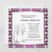 Champagne High Heels Womans Pink & Black Birthday Kaart (Achterkant)