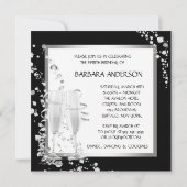 Champagne High Heels Womans Pink & Black Birthday Kaart (Achterkant)