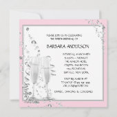 Champagne hoge hakken Dames Roze & Zwart Verjaarda Kaart (Achterkant)