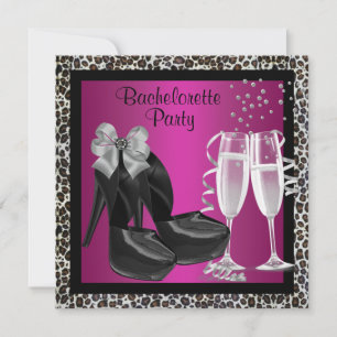 Champagne Hoge Hakken Licht Roze Luipaard Bachelor Kaart