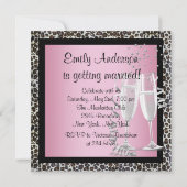 Champagne Hoge Hakken Roze Luipaard Bachelorette Kaart (Achterkant)