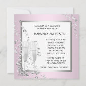 Champagne hoge hakken vrouwen roze & zwart verjaar kaart (Achterkant)