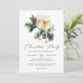 Champagne Holly | Leuk Fancy Volwassen Kerstfeest Kaart (Staand voorkant)