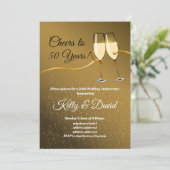 Champagne, huwelijksjubileum uitnodiging (Staand voorkant)