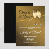 Champagne, huwelijksjubileum uitnodiging (Voorkant / Achterkant)