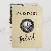 Champagne Ierland Paspoort Bewaar de datum Save The Date (Voorkant / Achterkant)