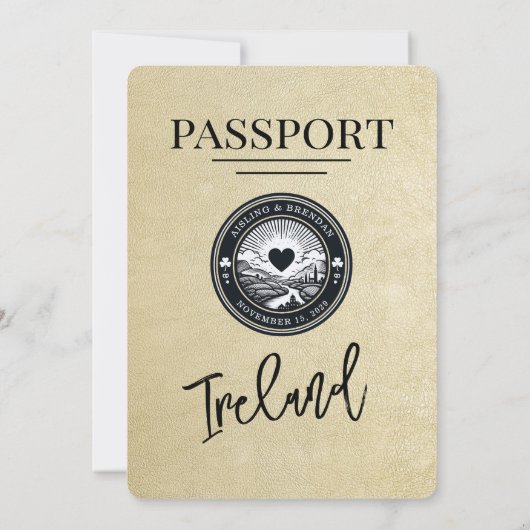 Champagne Ierland Passport Uitnodiging voor een br (Achterkant)