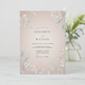 Champagne Ijs Blad Bruiloft Kaart (Staand voorkant)