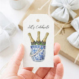 Champagne in Chinees decor ijsemmer cadeaubijschri Cadeaulabel