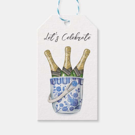 Champagne in Chinoiserie Ice Bucket Gift Label Cadeaulabel (Voorkant)