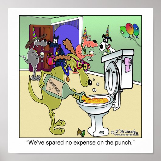 Champagne in de Toilet Poster (Voorkant)