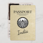 Champagne India Passport Bewaar de datum Save The Date (Voorkant / Achterkant)