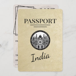 Champagne India Passport Bewaar de datum Save The Date