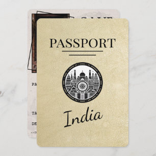 Champagne India Passport Bewaar de datum Save The Date