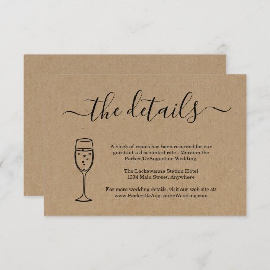 Champagne Informatie Details Enclosure Kaart (Voorkant / Achterkant)