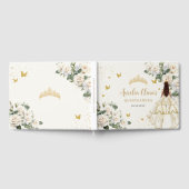 Champagne Ivoor Bloemen Vlinders Quinceañera Gastenboek (Volledig)