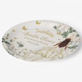 Champagne Ivoor Bloemen Vlinders Quinceañera Papieren Bordje (Gekanteld)