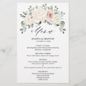 Champagne Ivoor Blush Bloemen Groen Bruiloft Menu (Voorkant)