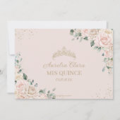 Champagne Ivoor Blush Floral Quinceañera Sweet 16 Save The Date (Achterkant)