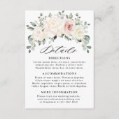 Champagne Ivoor Blush Roze Bloemen Bruiloft Detail Informatiekaartje (Voorkant)