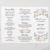 Champagne Ivoor Blush Roze Bloemen Bruiloft Progra (Voorkant)