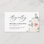 Champagne Ivoor Blush Roze Bloemen Bruiloft Regist Informatiekaartje (Voorkant)