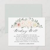 Champagne Ivoor Blush Roze Bloemen Wishing Well Informatiekaartje (Voorkant / Achterkant)