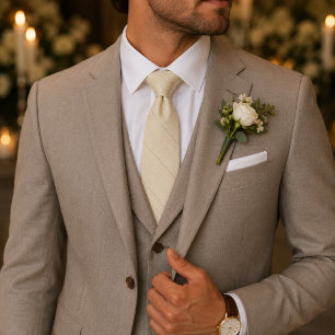 Champagne Ivoor Elegante Trouw & Formaliteit Stropdas