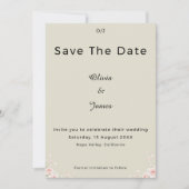 Champagne Ivoor Gefluisterde Bloemblaadjes Minimal Save The Date (Voorkant)