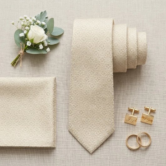 Champagne Ivoor Micro-Jacquard Stropdas