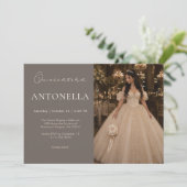 Champagne Ivoor Quinceañera Uitnodiging (Staand voorkant)