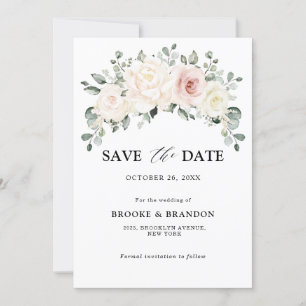 Champagne Ivoor Roze Bloemige Groene Huwelijksdeco Save The Date