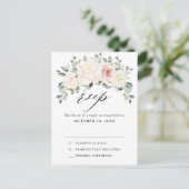 Champagne Ivory Blush Pink Floral Greenery RSVP Briefkaart (Staand voorkant)