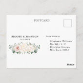 Champagne Ivory Blush Pink Floral Greenery RSVP Briefkaart (Achterkant)